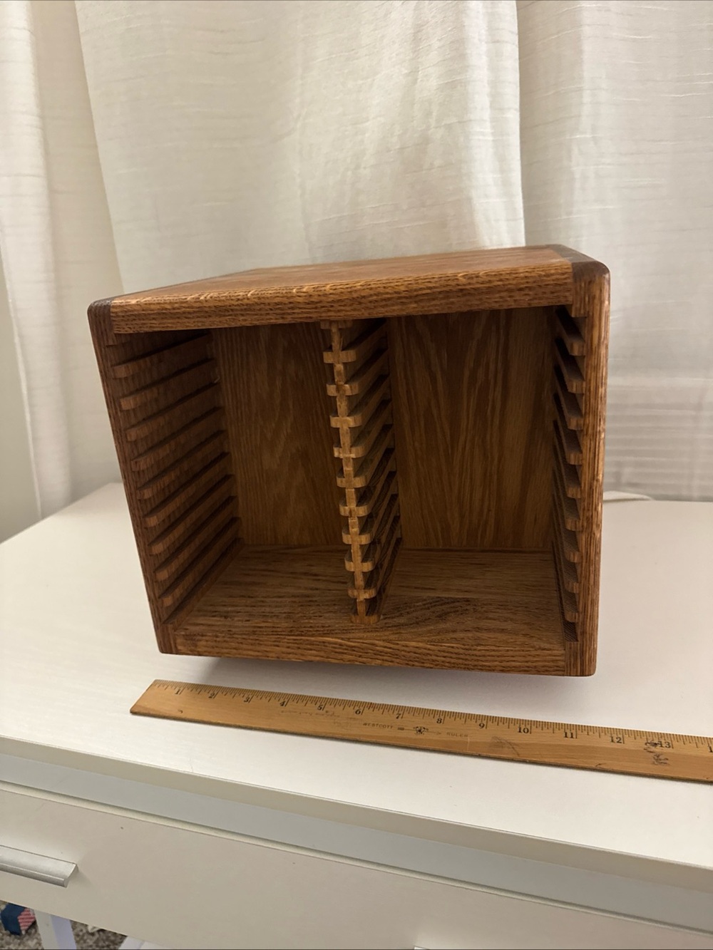 Vintage 90s Wooden CD 40 Slot Shelf Organizer Swivel Natural Brown